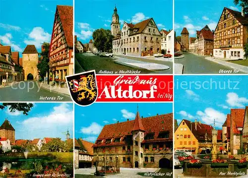 AK / Ansichtskarte Altdorf_Nuernberg Stadttore Rathaus Kirche Parkanlagen Rossweiher Historischer Hof Marktplatz Brunnen Altdorf Nuernberg
