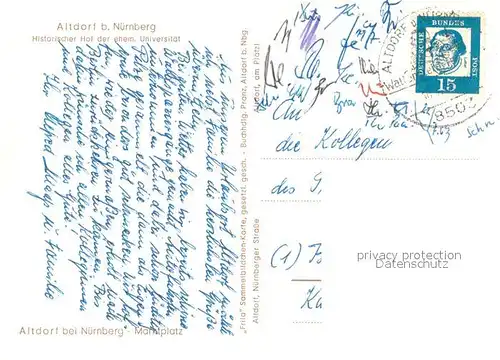 AK / Ansichtskarte Altdorf_Nuernberg Historischer Hof der ehemaligen Universitaet Marktplatz Altdorf Nuernberg