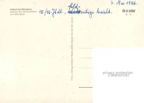 AK / Ansichtskarte Altdorf_Nuernberg Unteres Tor mit Durchfahrt zum Marktplatz Altdorf Nuernberg