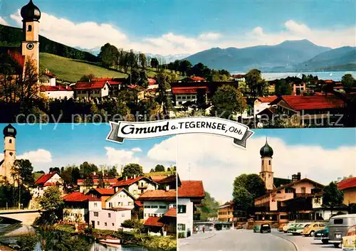 AK / Ansichtskarte Gmund_Tegernsee Ortsansicht mit Kirche Alpenblick Gmund Tegernsee