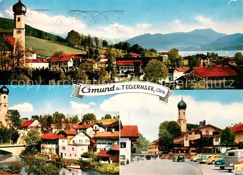 AK / Ansichtskarte Gmund_Tegernsee Ortsansicht mit Kirche Alpenblick Gmund Tegernsee