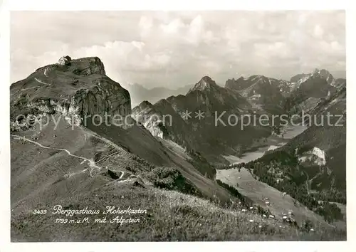 AK / Ansichtskarte Hoher_Kasten_Hohenkasten_1799m_IR Berggasthaus Hoher Kasten mit Alpstein 