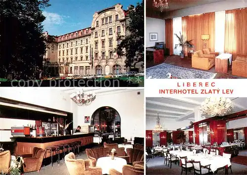 AK / Ansichtskarte Liberec_Reichenberg Interhotel Zlaty Lev Bar Gastraeume 