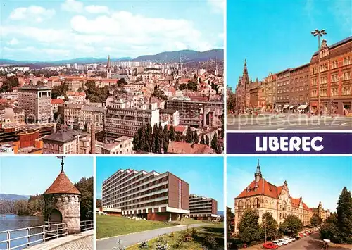 AK / Ansichtskarte Liberec_Reichenberg Celkovy pohled Namesti FX Saldy Prehrada Areal vysokoskolskych koleji Poliklinika 