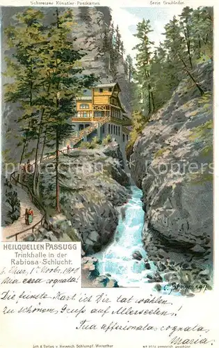 AK / Ansichtskarte Passugg_GR Heilquellen Trinkhalle in der Rabiosa Schlucht 