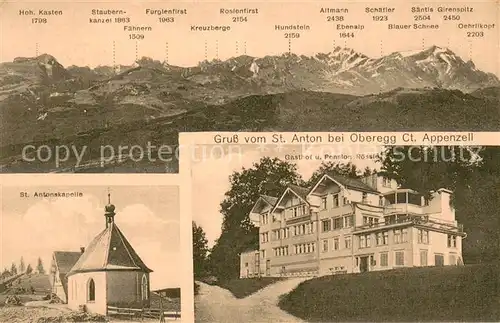 AK / Ansichtskarte Oberegg_IR Panorama vom St Anton mit St Antonkapelle Gasthof Pension Roessle Oberegg_IR