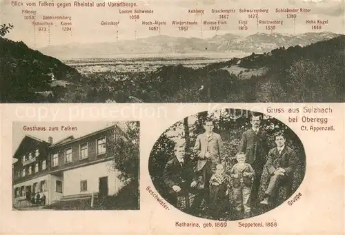 AK / Ansichtskarte Oberegg_IR Blick vom Falken gegen Rheintal und Vorarlberge Gasthaus zum Falken Geschwistergruppe aus Sulzbach Oberegg_IR