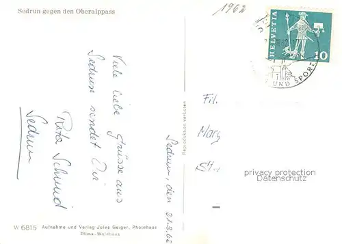 AK / Ansichtskarte Sedrun Winterpanorama mit Oberalppass Sedrun