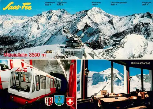 AK / Ansichtskarte Saas Fee Bergstation Mittelallalin Skigebiet Walliser Alpen Metro Alpin Drehrestaurant Saas Fee