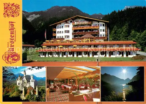 AK / Ansichtskarte Waengle Hotel Restaurant Fuerstenhof Schloss Neuschwanstein See Alpen Waengle