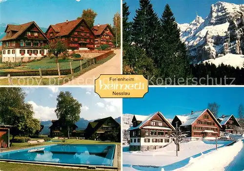 AK / Ansichtskarte Nesslau_SG Ferienheim heimetli Swimming Pool Winterpanorama Alpen 