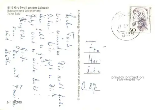 AK / Ansichtskarte Grossweil Gesamtansicht mit Alpenpanorama Baeckerei Lebensmittelgeschaeft Grossweil