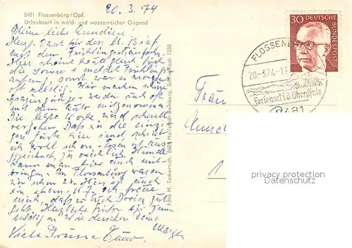 AK / Ansichtskarte Flossenbuerg Teilansichten Brunnen Kirche Turm Partie am Wasser Flossenbuerg