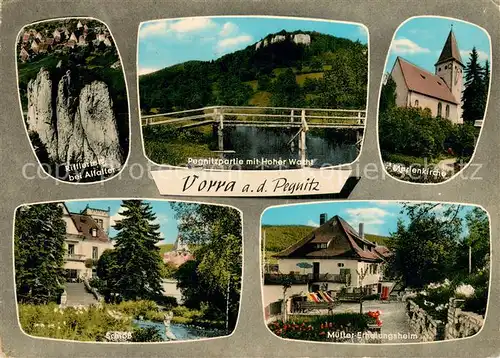 AK / Ansichtskarte Vorra_Pegnitz Ritterfels Pegnitz Hohe Wacht Marienkirche Schloss Muetter Erholungsheim Vorra Pegnitz