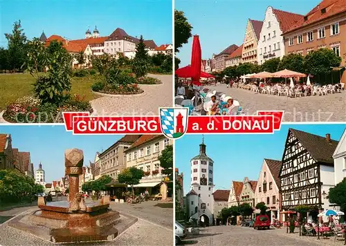 AK / Ansichtskarte Guenzburg Schloss Park Strassencafes Innenstadt Fachwerkhaus Stadttor Brunnen Guenzburg