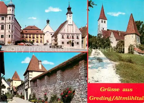 AK / Ansichtskarte Greding Altstadt Rathaus Stadtmauer Tuerme Kirche Greding