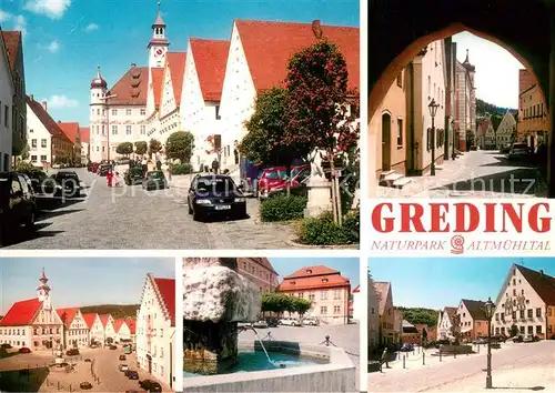 AK / Ansichtskarte Greding Historischer Marktplatz Rathaus Jagdschloss Brunnen Greding
