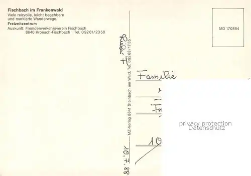AK / Ansichtskarte Fischbach_Kronach Panorama Ort im Frankenwald Fischbach Kronach