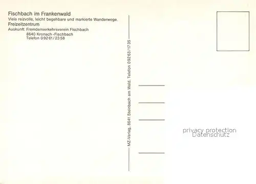 AK / Ansichtskarte Fischbach_Kronach Panorama Parkanlagen Ruhebank Landschaft Frankenwald Fischbach Kronach