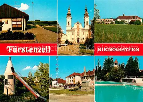 AK / Ansichtskarte Fuerstenzell Ehemalige Klosterkirche Teilansichten Denkmal Freibad Fuerstenzell