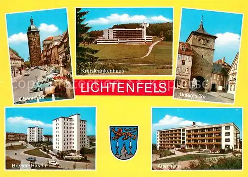 AK / Ansichtskarte Lichtenfels_Bayern Oberes und Unteres Tor Krankenhaus Wohngebiet Breiter Rasen Altenheim Lichtenfels Bayern