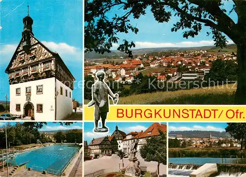 AK / Ansichtskarte Burgkunstadt Panorama Ortszentrum Denkmal Freibad Historisches Gebaeude Wehr Burgkunstadt