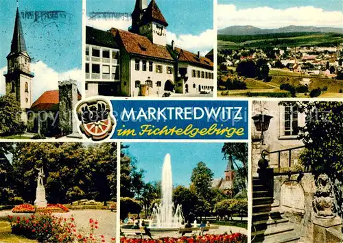 AK / Ansichtskarte Marktredwitz Teilansichten Kirche Parkanlagen Fontaene Denkmal Marktredwitz