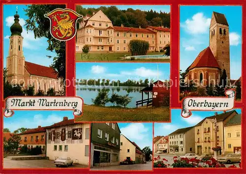 AK / Ansichtskarte Wartenberg_Oberbayern Kirchen Klinik Motive Ortszentrum Partie am See DLRG Wartenberg Oberbayern