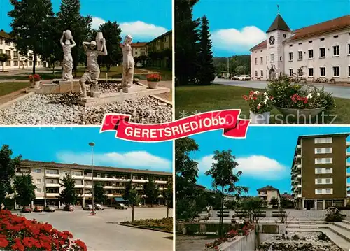 AK / Ansichtskarte Geretsried Denkmal Statuen Teilansichten Geretsried