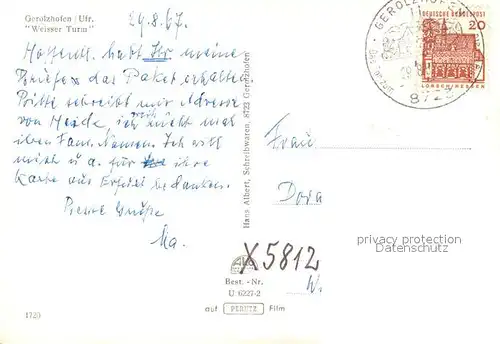 AK / Ansichtskarte Gerolzhofen Weisser Turm Gerolzhofen