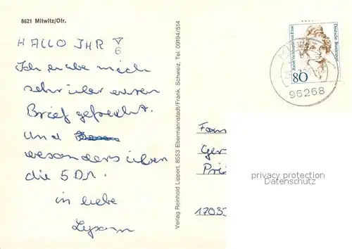 AK / Ansichtskarte Mitwitz Schloss Park Hauptstrasse Kirche Mitwitz