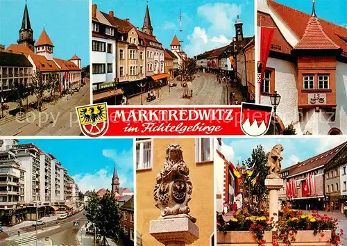 AK / Ansichtskarte Marktredwitz Motive Innenstadt Brunnen Figur Erker Marktredwitz