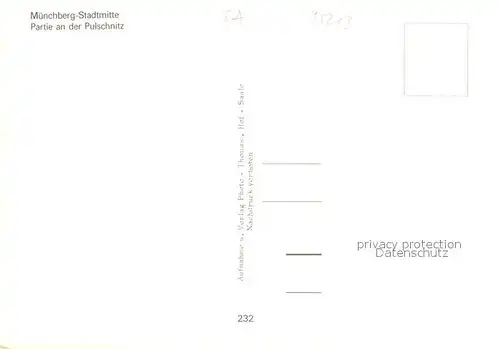 AK / Ansichtskarte Muenchberg_Oberfranken Stadtmitte Partie an der Pulschnitz Muenchberg Oberfranken