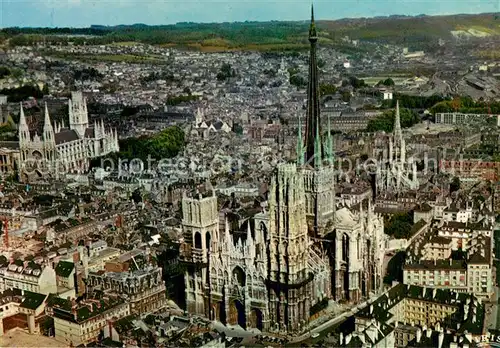 AK / Ansichtskarte Rouen_76 Fliegeraufnahme Cathedrale et St Maclou et St Ouen 