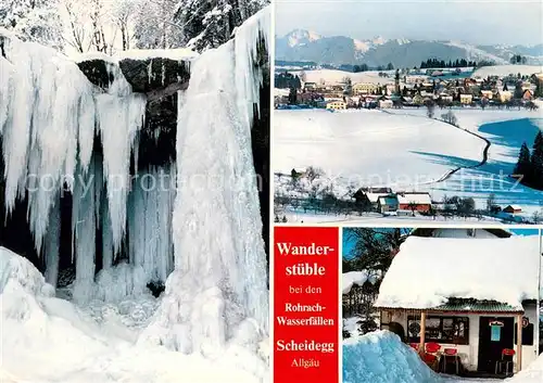 AK / Ansichtskarte Scheidegg_Allgaeu Wanderstueble Rohrach Wasserfaelle Winter Schnee Scheidegg Allgaeu