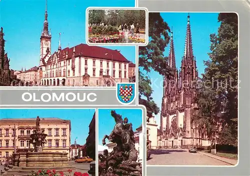 AK / Ansichtskarte Olomouc_Olmuetz_CZ Teilansichten m. Dom u. Brunnen 