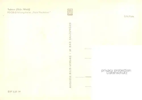 AK / Ansichtskarte Tabarz FDGB Erholungsheim Thea Neubauer Aussenansicht m. Sitzgelegenheit Tabarz