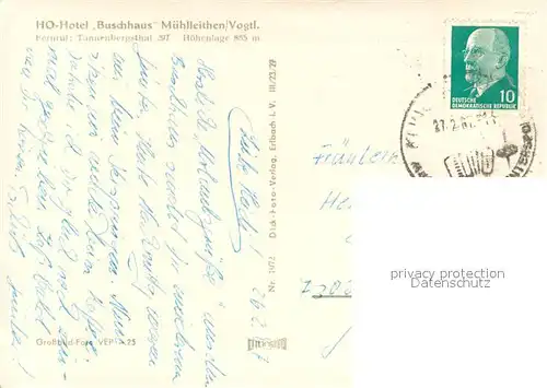 AK / Ansichtskarte Muehlleithen_Klingenthal HO Hotel Buschhaus Schnee Winter Muehlleithen_Klingenthal