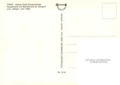 AK / Ansichtskarte Trier Hauptmarkt mit Marktkirche St Gangolf und Steipe Trier