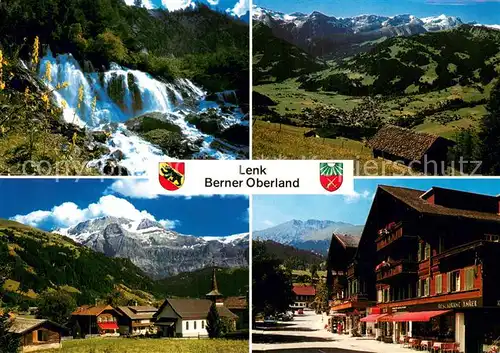 AK / Ansichtskarte Lenk_Simmental Wasserfall Berner Oberland Panorama Dorfpartie Lenk Simmental