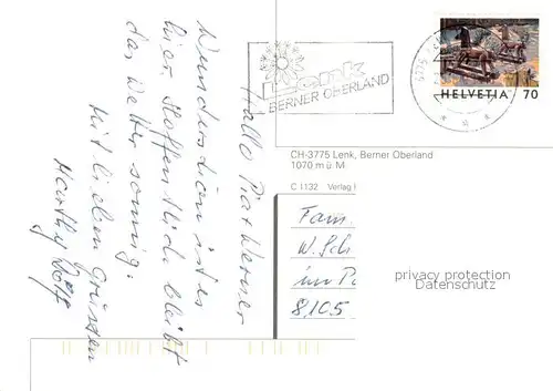 AK / Ansichtskarte Lenk_Simmental Wasserfall Berner Oberland Panorama Dorfpartie Lenk Simmental