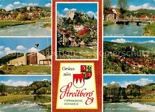 AK / Ansichtskarte Streitberg_Oberfranken Gesamtansicht Jugendherberge Heideck Streitburg An der Wiesent Panorama Streitberg Oberfranken