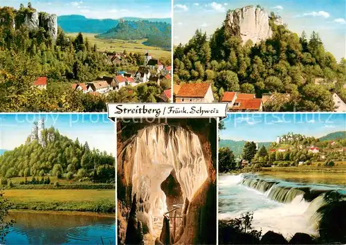 AK / Ansichtskarte Streitberg_Oberfranken Die Streitburg Panorama Grotte Stauwehr Streitberg Oberfranken