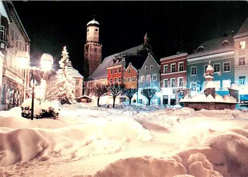 AK / Ansichtskarte Weilheim_Oberbayern Marienplatz im Schnee Fussgaengerzone Weilheim Oberbayern