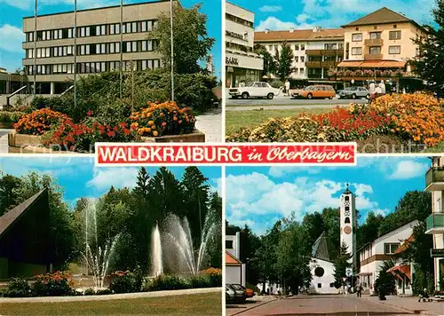 AK / Ansichtskarte Waldkraiburg Rathaus Marktplatz Park Kirche Waldkraiburg