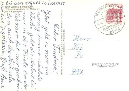 AK / Ansichtskarte Waldkraiburg Rathaus Marktplatz Park Kirche Waldkraiburg