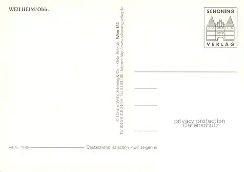 AK / Ansichtskarte Weilheim_Oberbayern Starnberger See Ammersee Dietlhofersee Kloster Andechs Polling St Salvator Admiral Hipper Strasse Mariahilfkirche Rathausplatz Obere Stadt Franziskanerkloster Vierjahreszeitenbrunnen Weilheim Oberbayern