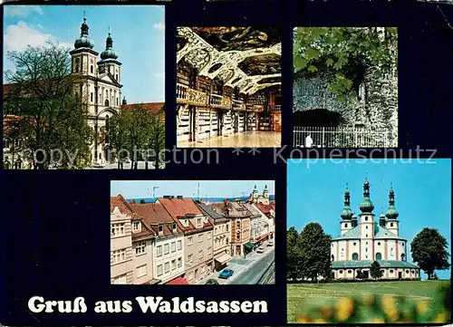 AK / Ansichtskarte Waldsassen Basilika Bibliotheksaal Lourdesgrotte Ludwigstrasse Kappl Waldsassen