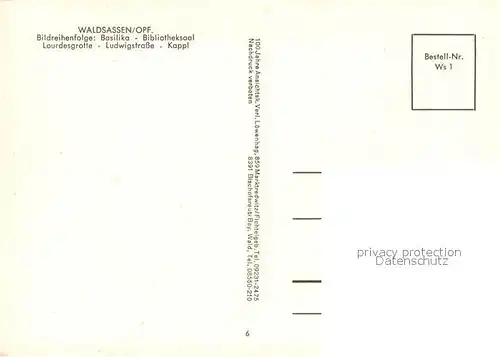 AK / Ansichtskarte Waldsassen Basilika Bibliotheksaal Lourdesgrotte Ludwigstrasse Kappl Waldsassen