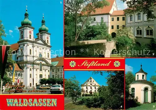 AK / Ansichtskarte Waldsassen Basilika Abteischlossanlage mit Wassergraben Kloesterliches Kastengebaeude Kapellchen Waldsassen
